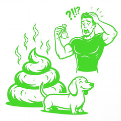 Man finds dog waste and looks shocked in color: chartreuse 2