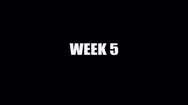 Week 1 to week 52 text animation scrolling upward yearly timeline