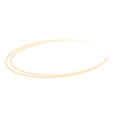 Gold glowing curved light ring isolated on transparent background

