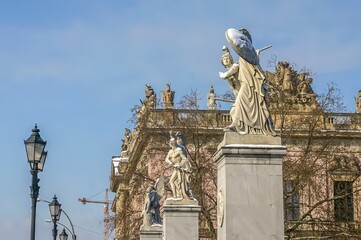German Historical Museum Zeughaus and warrior sculptures, Berlin, Germany