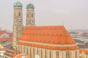 Aerial view of the Church of Our Lady in Munich Bavaria, German
