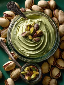 Pistacho en crema o mantequilla cremosa y deliciosa, fruto seco de gran valor nutricional.
