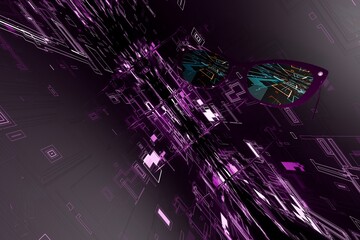 3d render of glasses with ai circuits showing in lenses