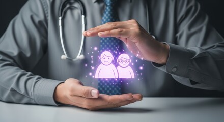 Healthcare professional ensuring safety and security for senior citizens through robust health insurance and retirement planning services