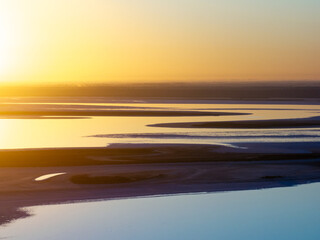 Obraz premium Aerial view of Lake Tyrrell, Victoria, Australia, at sunrise