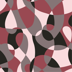 Abstract pattern with doodle geometric shapes in pink and brown colors. Vector background