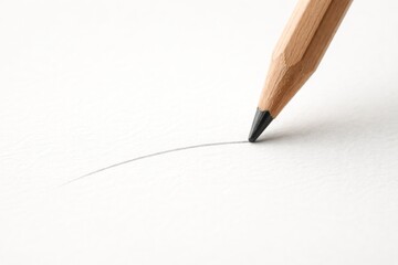 Pencil Starting a Simple Drawing on White Paper