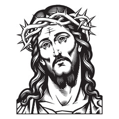 Vector image of Jesus and the Virgin Mary on a white background

