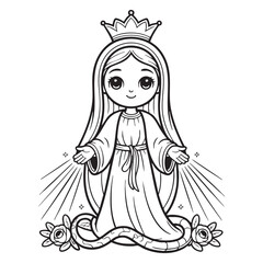 Vector image of Jesus and the Virgin Mary on a white background

