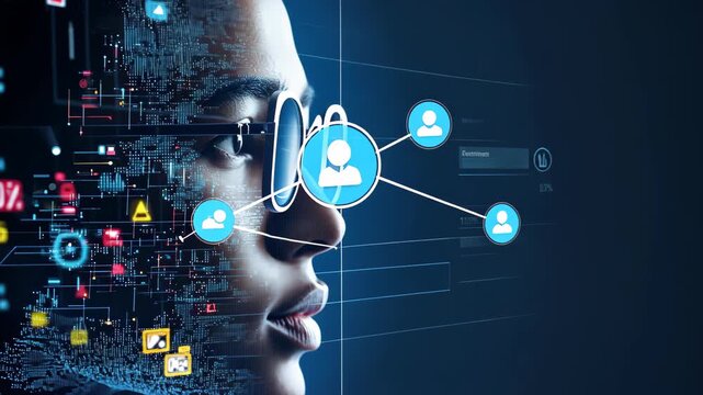 Digital Visionary: Futuristic image captures a person's profile overlaid with intricate digital elements, signifying the seamless integration of technology and human perception