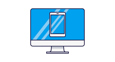 responsive web design illustration with smartphone and desktop monitor flat blue screen ui concept for app development and testing
