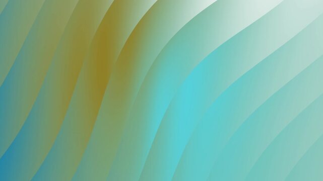 Smoothly animated abstract background features flowing curved lines with a gradient color shift from greenish gold to teal blue and white