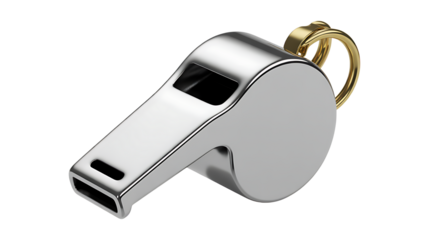 PNG silver whistle for sports or coaching use transparent 
