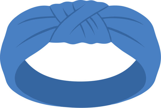Blue knotted fabric headband vector illustration on a white background.