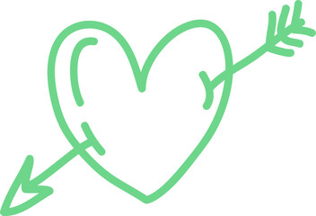 Heart Pierced By Arrow Line Art