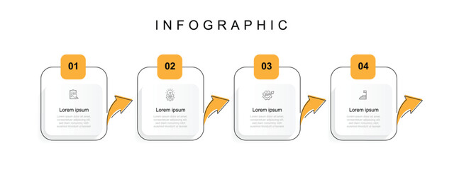 Design template infographic vector element with 4 step and icons. 