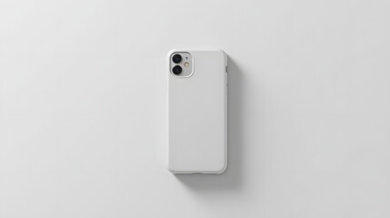 Modern white smartphone with dual camera on plain background