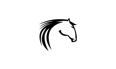 Elegant Horse Head Silhouette with Flowing Mane.