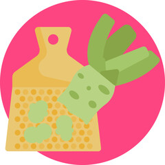 Wasabi herb – An icon depicting the wasabi plant, associated with spicy condiments served with sushi and sashimi.