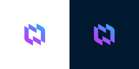 Modern Abstract Logo Design with Gradient Colors on White and Dark Backgrounds