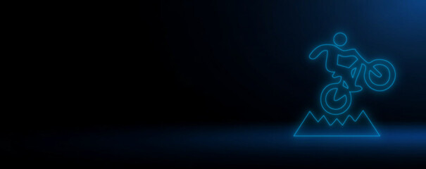 Neon Trail Blazer: The Thrill of Off-Road Cycling, Glow Ride: Extreme Stunts and Mountain Biking, Digital Descent: Freeride Cycling in Neon © Sirajudden