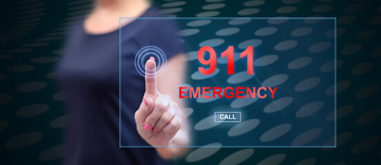 Woman touching an emergency concept
