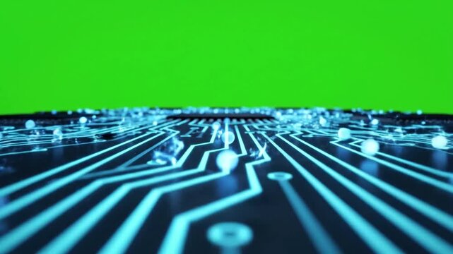 Energy Flow Through Wire with energy pulses flowing through circuit effect ad_ready green screen digital circuit board animations