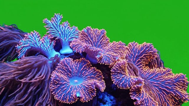Organic Coral Bloom Expansion with abstract coral patterns expanding on effect green screen organic patterns style featuring coral