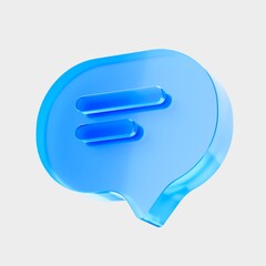 3D Glass Chat Text icon, message bubble with lines concept. Liquid Glass design icon, a trending glass icon for graphic design, UI, UX interfaces, and 3D illustration.