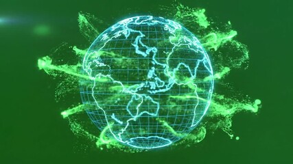 Earthly Rotation with wireframe globe effect subtly spinning effect wireframe mesh green screen style featuring wireframe globe, - Powered by Adobe