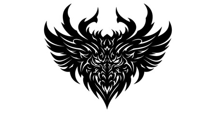 Obraz premium A striking vector illustration showcases a fierce dragon's head, intricately detailed with sharp lines and bold shadows, perfect for fantasy art and design projects.