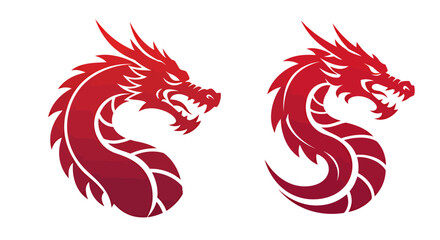 A fierce red dragon vector illustration, showcasing its strength and power in a minimalist design, ideal for logos, tattoos, or graphic elements on a white background.