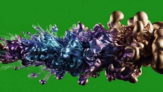 Ocean waves crashing against rocky shore with slow motion fluid simulation flowing across effect chroma fluid dynamics style