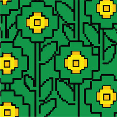 Pixelated Floral Pattern A RetroInspired Digital Garden.