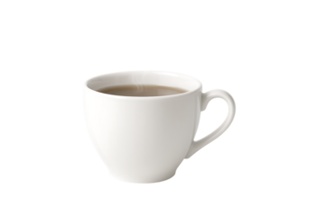 White Ceramic Mug with Coffee on Transparent Background