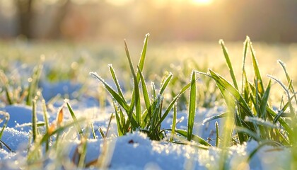 Frosted grass at sunrise