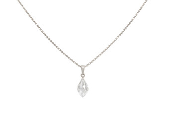 Elegant Silver Necklace with Clear Gemstone Pendant