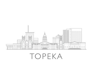 Obraz premium Topeka Kansas cityscape illustration skyline drawing