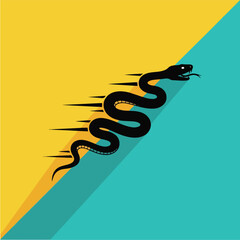 Silhouette of a FastMoving Snake with Extended Tongue.