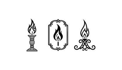 Obraz premium Black and White Candle Flame Vintage Light Design