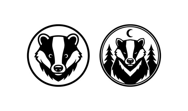 Black and White Badger Wildlife Forest Animal Badge