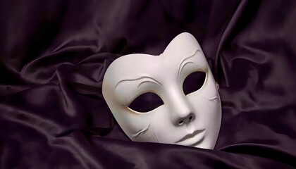 a white masquerade mask on a dark background