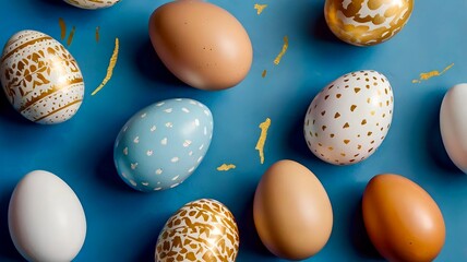 Easter eggs on a blue background
