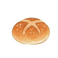 Watercolor-style bread illustration
