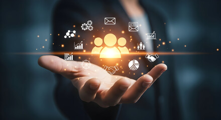 Businessman presenting innovative team collaboration concepts