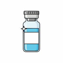 Fototapeta premium Medical vial with blue liquid and blank label