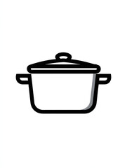 Cooking pot with lid outline illustration