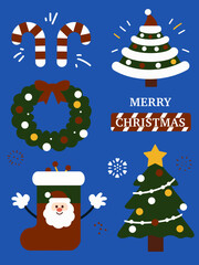 christmas card with christmas tree. Clipart for Merry christmas day