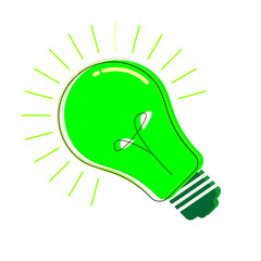 Illuminated Concepts: Modern Vector Icons of Brightly Colored Bulbs, Creative Energy and Innovation: green Lightbulb Graphics