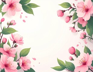Obraz premium サクラと花びらの壁紙 イラスト